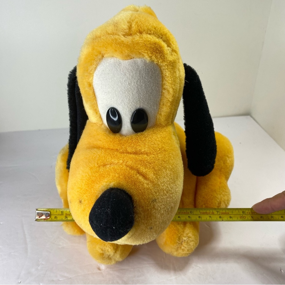 1990s Disneyland Pluto 9 Inch Plush RARE Red Collar Sitting Dog Stuffed CLEAN - Picture 7 of 8